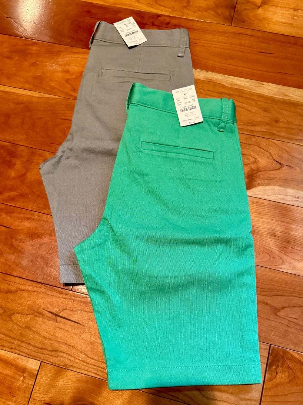NWT BUNDLE - Crewcuts Boys Chino Shorts in Gray and Bright Green